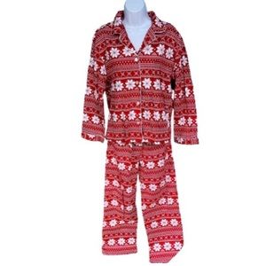 Pajama Mania 2-Piece Red & White Fair Isle Holiday Pajama Set Womens Size S